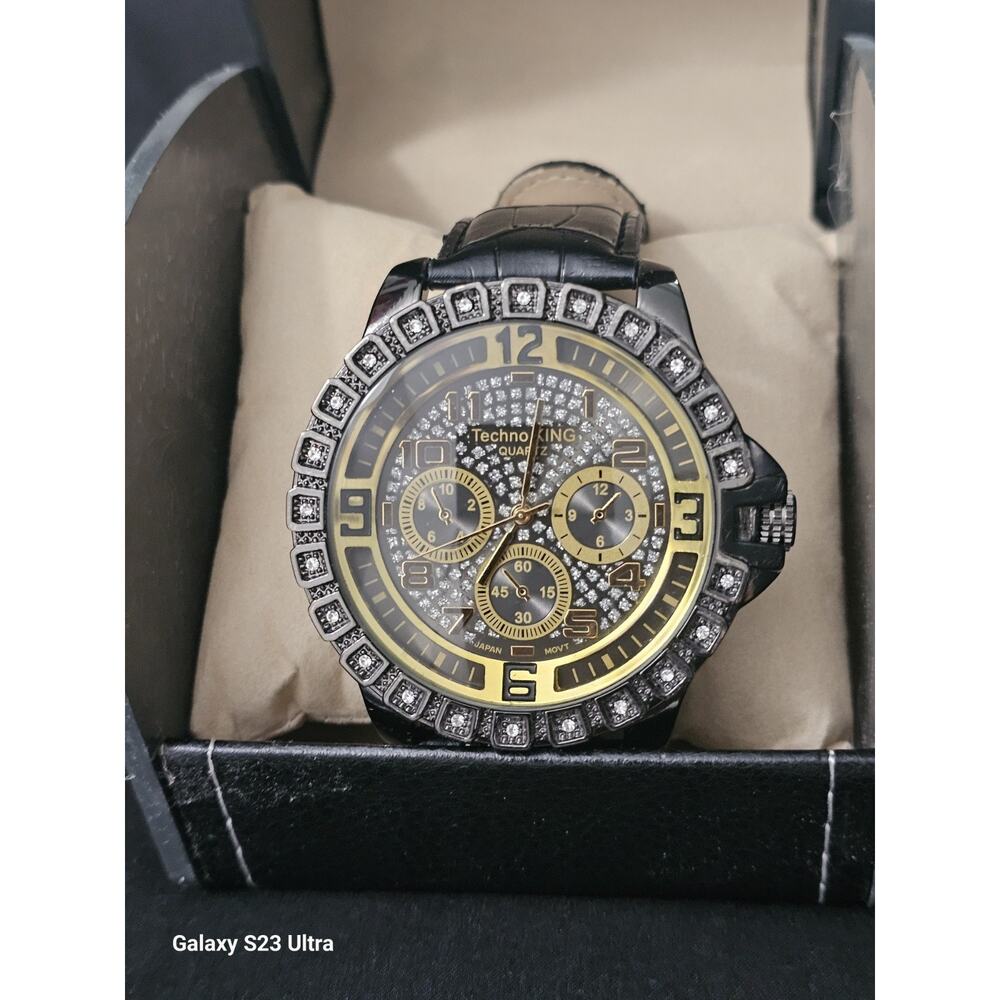 57mm Men's LARGE Chronograph Quartz Analog Watch leatherette band